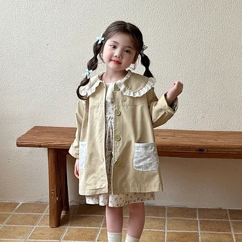 Girls' Windbreaker Coat Spring and Autumn Children's Autumn Mid-length Top Korean Baby Autumn 2025 New Style Clothes