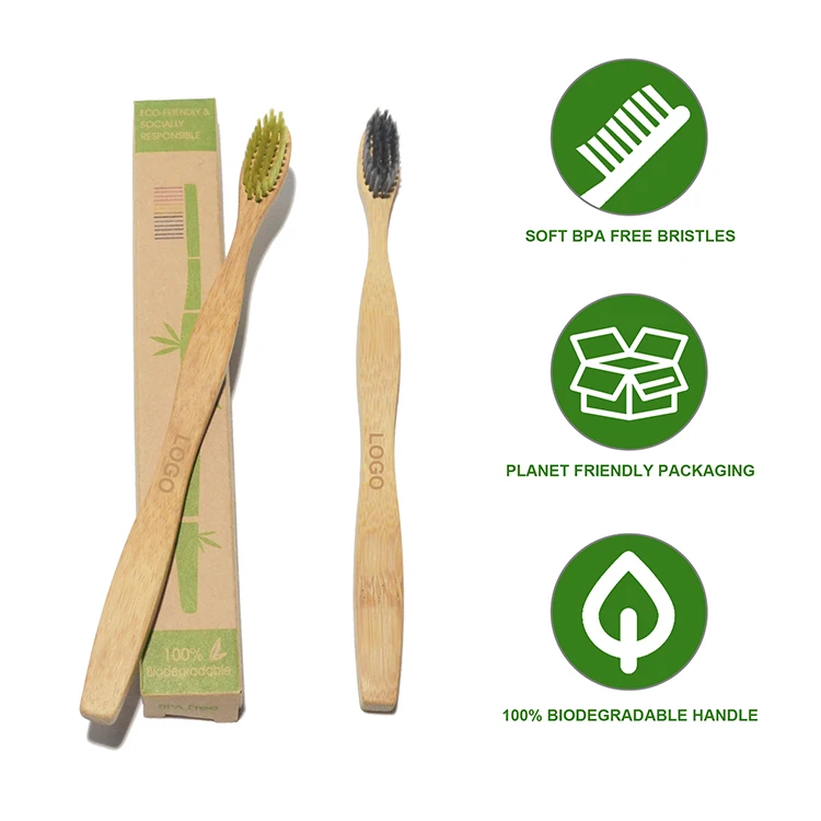 Natural Biodegradable Soft Bristles Bamboo Charcoal Toothbrush