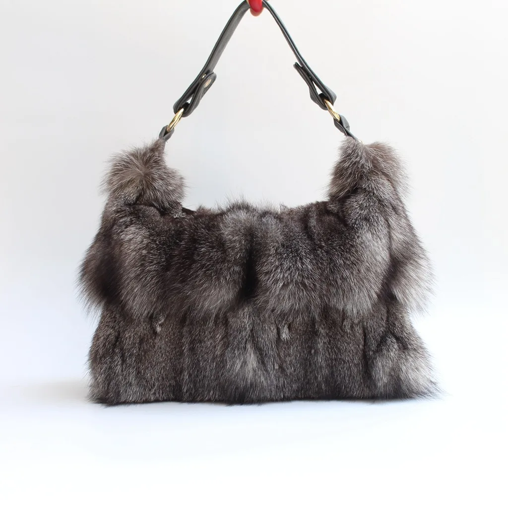 Silver Fox Fur Bag