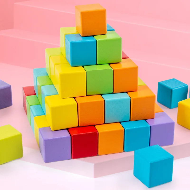 Wooden Cube Building Blocks Toy Logic Training Stacking Toy Parent