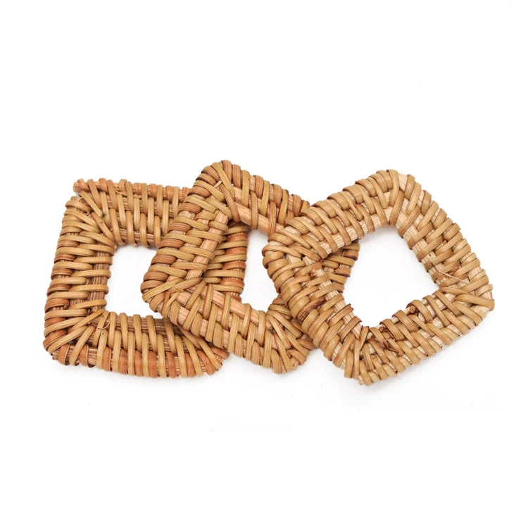 Natural Rattan Grass Earrings Pendants Geometric Dangle Rattan Ball