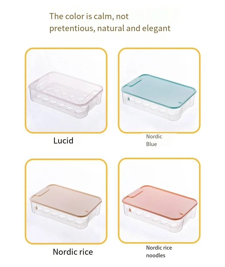 Refrigerator egg box Fresh-keeping storage Household plastic container to put eggs on the rack of shockproof box details