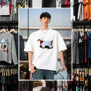OEM & ODM Fun Summer Japanese Trendy Casual Print Embroidered Puppy T-Shirt for Men Half-sleeved