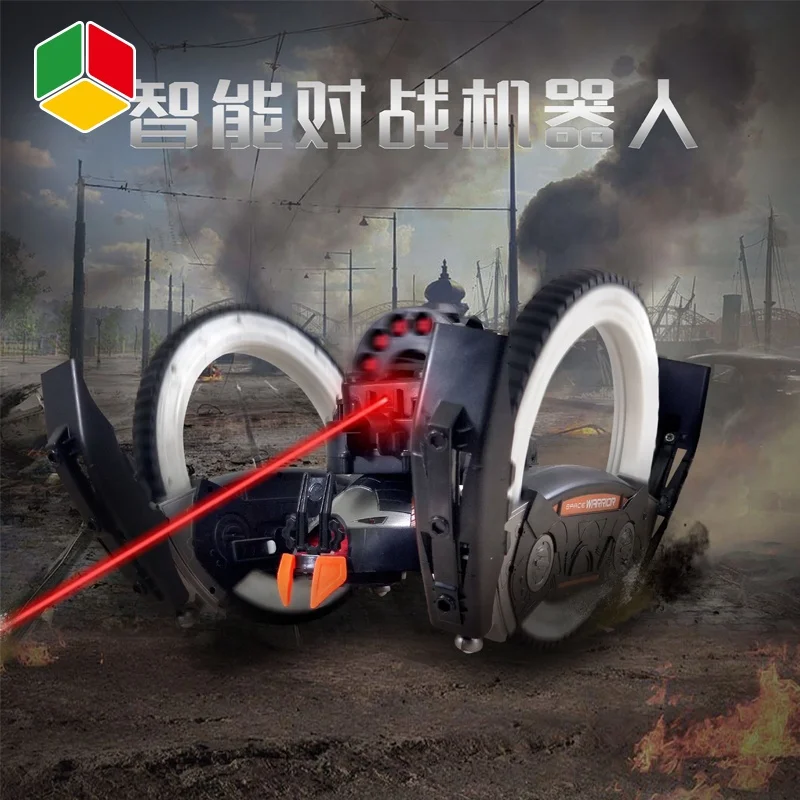 QS Toy 2.4G Fighting RC Drift Kit Car Toy 360 Rolling Rotation Light up Wheels Detachable Soft Missile Weapons Off Road Car