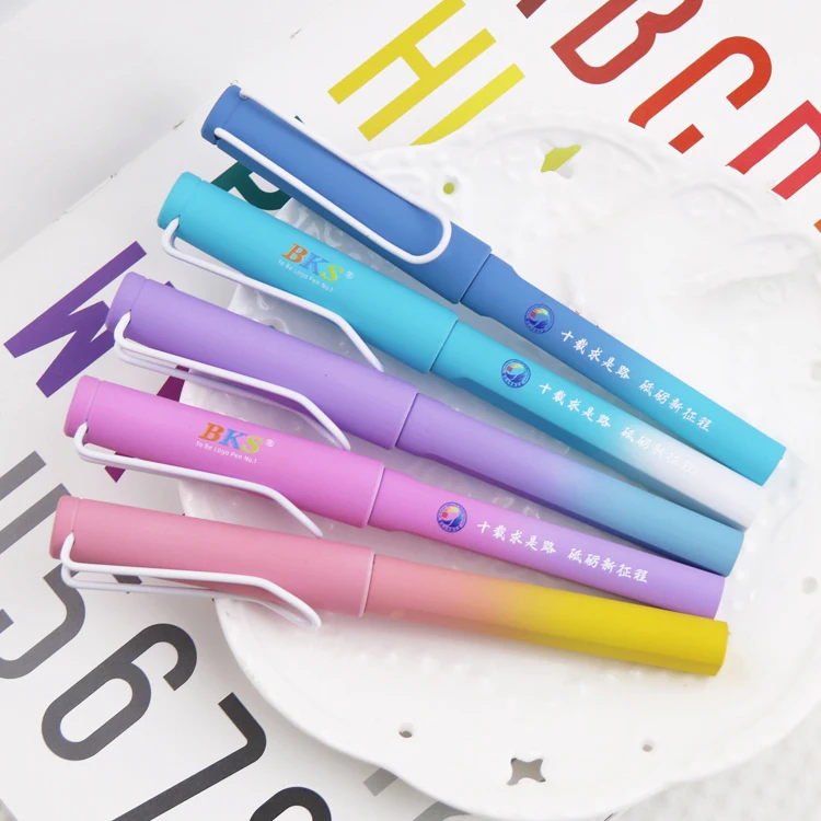 Customized High-Capacity Gel Ink Pen 0.5mm Tip Black Non-Erasable BKS Brand New Gradient Promotional Plastic Business Medical
