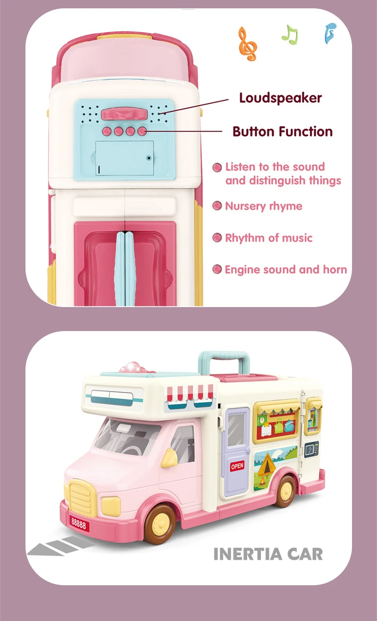 Chengji Toys Girls Pretend Play Sliding Touring Truck Plastic Miniature