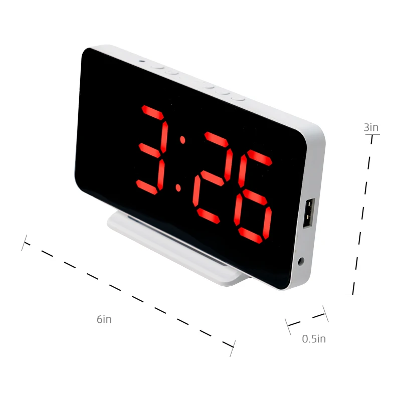 Compact USB Port Charging Heavy Sleepers Convenient Streamline Design Perpetual Calendar Snooze Digital Alarm Clock