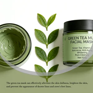 ODM Anti-Acne Whitening Anti-Aging Green Tea Matcha Mud Clay Mask Deep Cleansing Facial Pore Cleaning OEM Vitamin E