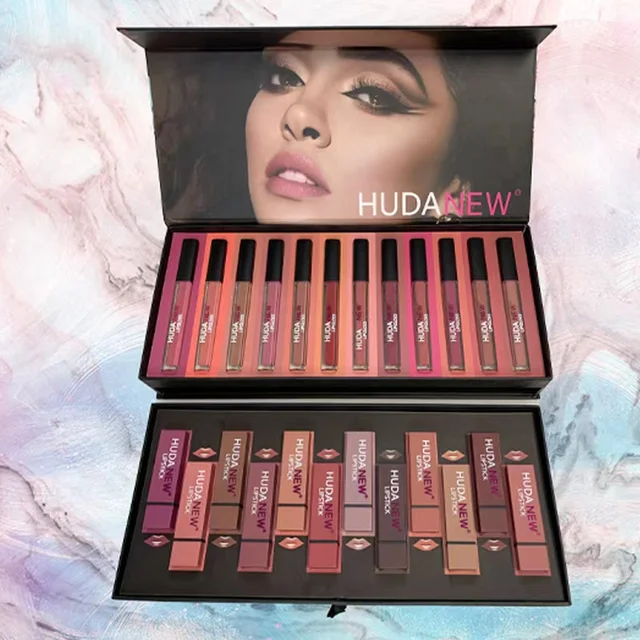 Hot selling Lipgloss With lipstick Set Matte Lipstick Waterproof Long Lasting Non Stick Vegan Makeup Gift 24 Pcs In One Box