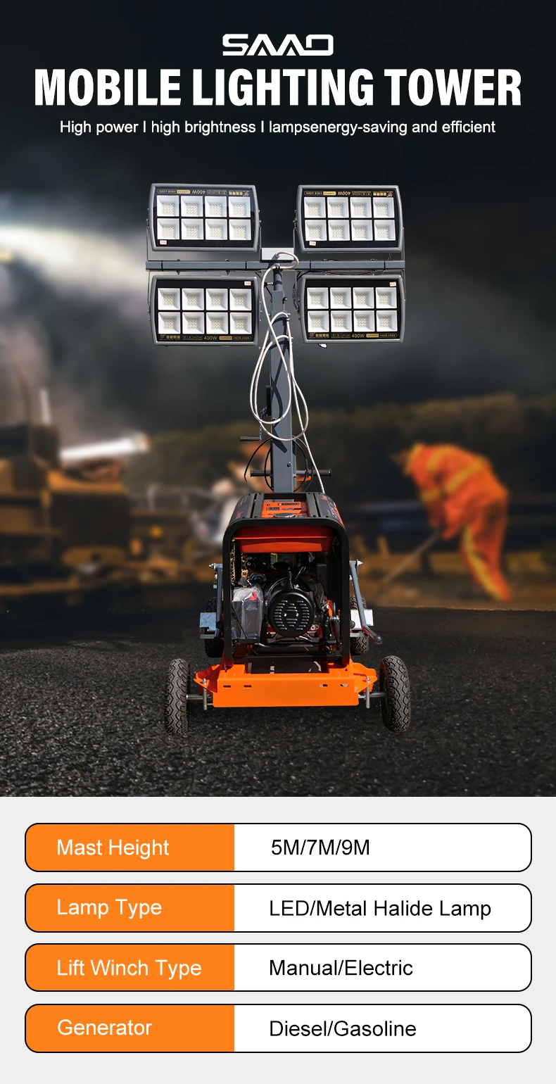 Outdoor Diesel Mobile Lighting Tower Construction Light Towers Buy
