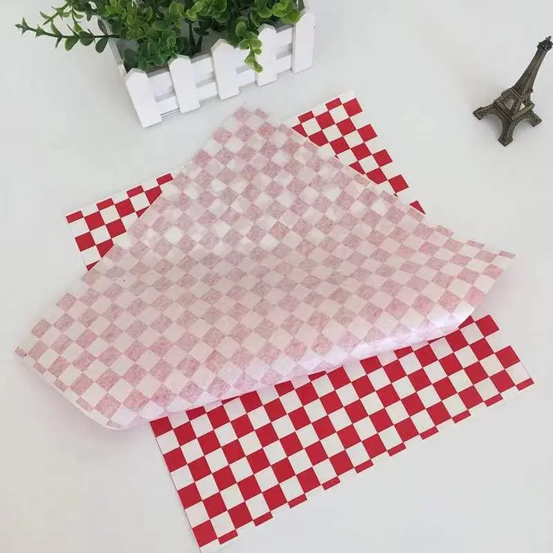 Paper Air Fryer Paper Disposable Sandwich Wrap Paper Basket Liner Grease Resistant Checkered Papers for Picnics, Kids Meal, Barb