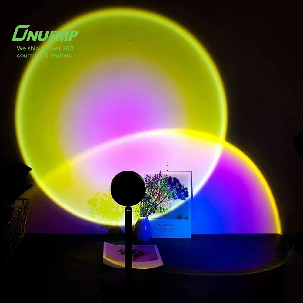 Радужная проекционная лампа С закатом, светодиодные настенные лампы, ночник, проектор с USB, современная напольная стойка, лампа С закатом