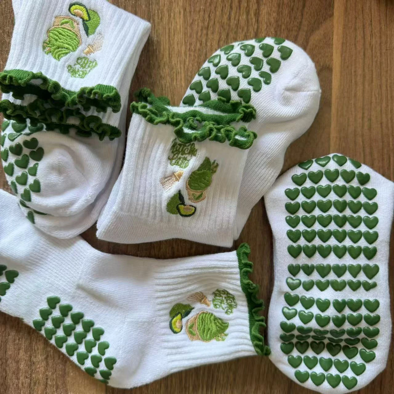 Women Ruffle Cuff Grips Yoga Socks Non Slip Athletic Socks Custom Logo Pilates Socks