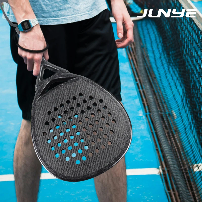 Wholesale JUNYE Professional Padel Racket Fiberglass 3K/12K/18K Carbon EVA Foam Core 38mm Thickness 360g