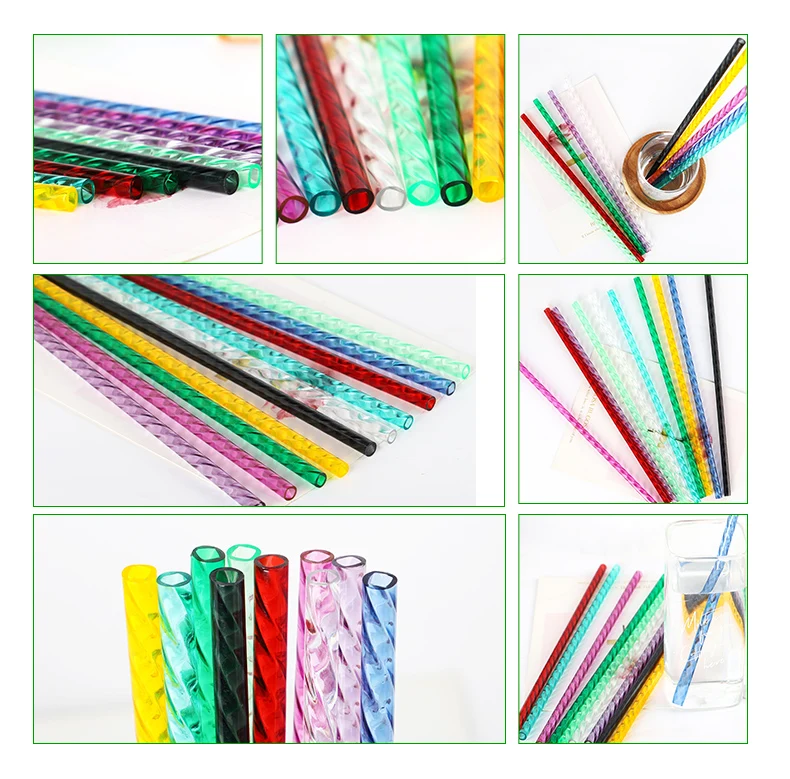 petg threaded blingbling colorful drinking straw