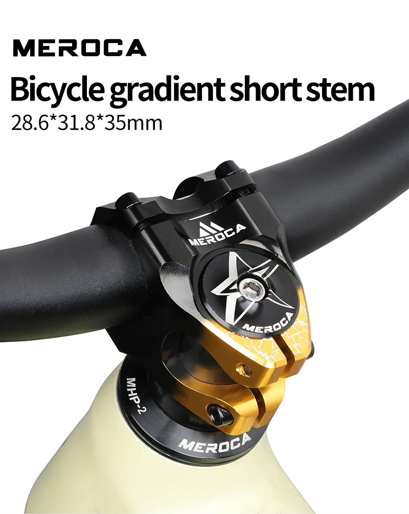 Meroca ME35 Gradient Color 5-Axis for CNC Bicycle Stem 35mm Short Stem with Hollow Design Waterproof & Rustproof Stem Kits