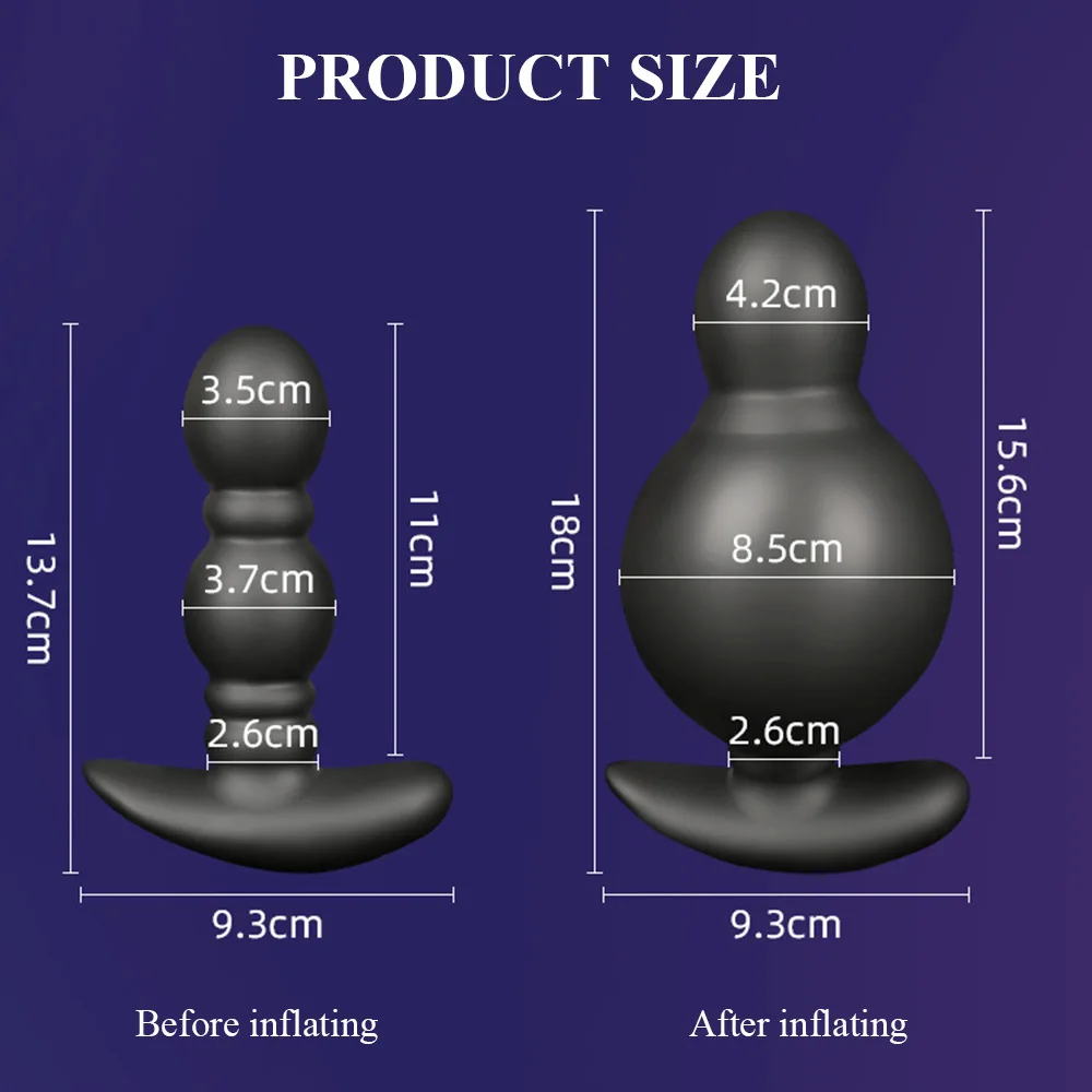 HULAMY 10 Extra Long Anal Plug Sex Toy For Gay Anal Female Inflatable Silicone Butt Expander Silicone Female Butt Bondage Gear_voghion.com