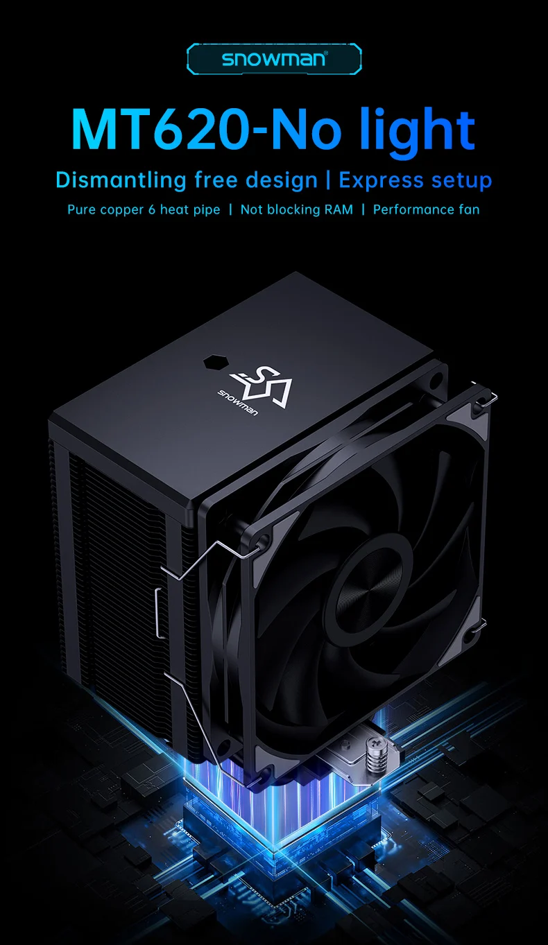 Snowman 6 Heat Pipe CPU Cooler - Quiet & Efficient Cooling