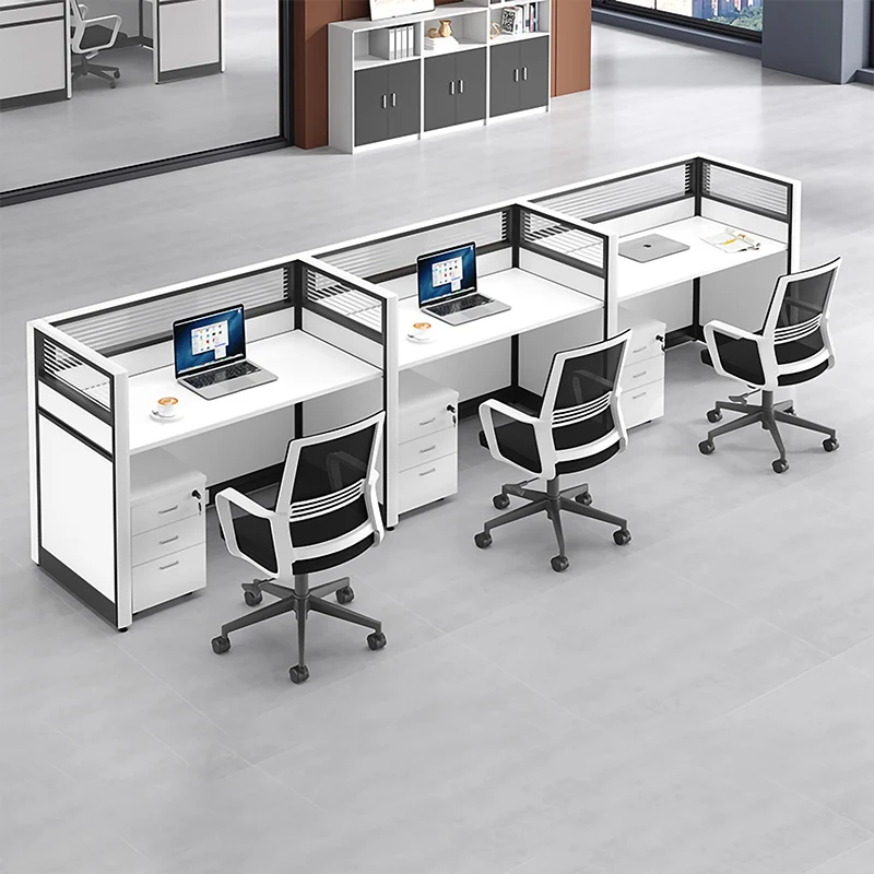 Modern Design 4-Person Modular Computer Workstation Commercial Furniture Office Desk for Staff Enhanced Readability Visibility