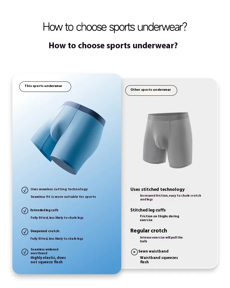 Wholesale New Arrival  Men's Long Leg Panties Seamless Antimicrobial Breathable  Nylon Underwear for Men Men's Boxers Custom OEM