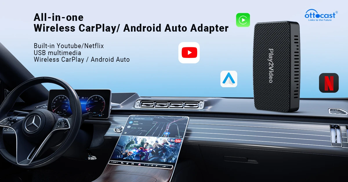 ottocast play2video wireless carplay/ android auto