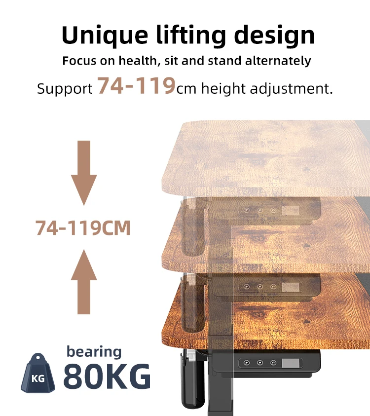 Icockpit Factory Price Home Office Sit Stand Desk Elegant Workspace Electric Height Adjustable Standing Desk with Black Frame