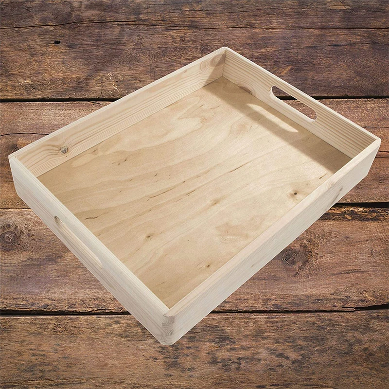Vassoio In Legno Da Servizio 30x40 Cm Con Manici: Grande Vassoio Rettangolare Per Colazione A Letto, Caffè, Tè, Cucina E Soggiorno