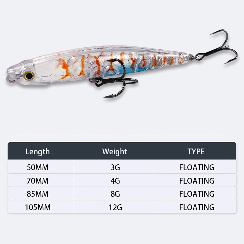 Floating Popper Lure Japan Hard Fishing Lures 3D Fish Eyes Fishing Pencil Bait Fishing Accessories Stick Bait Hard Lures Factory