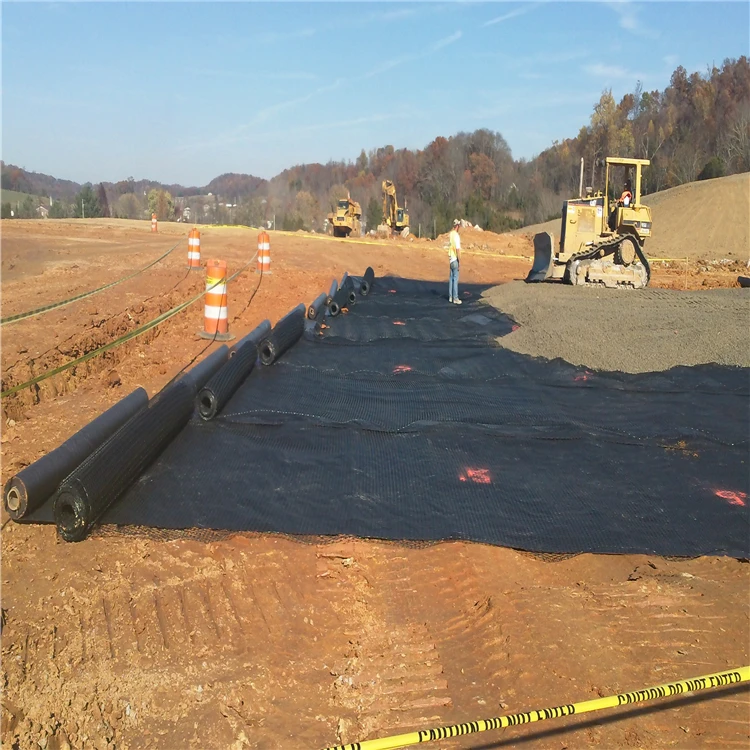 High Tensile Strength Biaxial Polyester Geogrid Made of Polyester PVC for Industrial Facilities