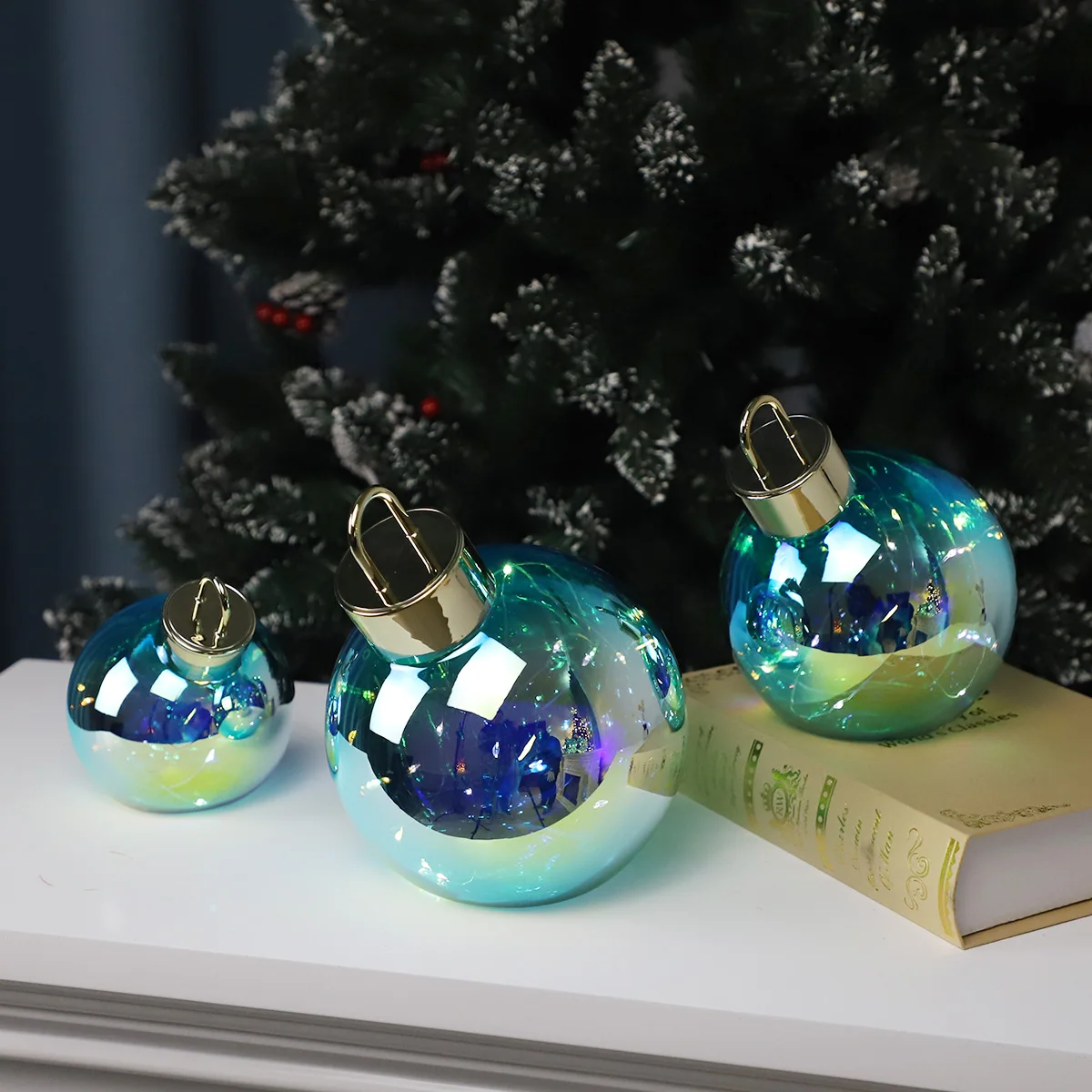 2023 christmas ornament christmas led lights decorative large glass ball giant christmas ball for decoration