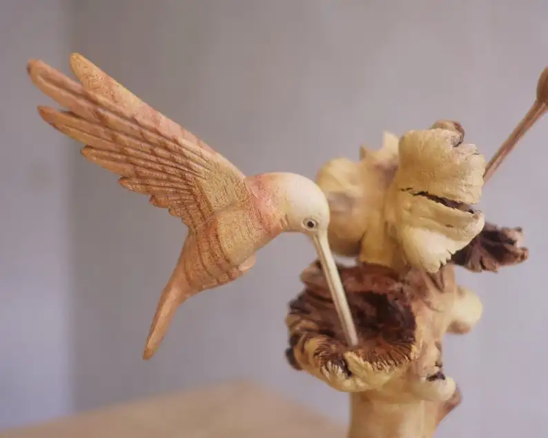美品】トリ 鳥 ペリカン 木彫り 置物 インテリア 工芸品 美術品 A3175