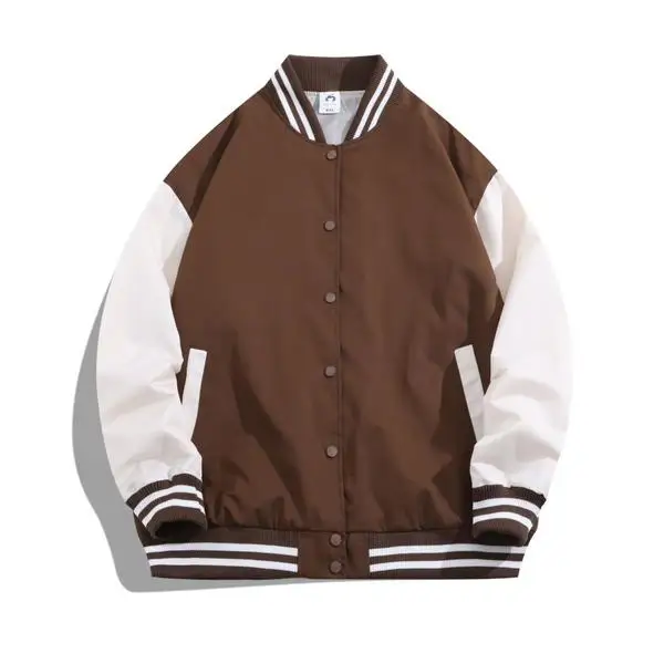Oversize Leisure Custom Patch Embroidery Leather Sleeve Baseball Letterman Varsity Jacket for Men Plus Size Sweater Bomber Coat