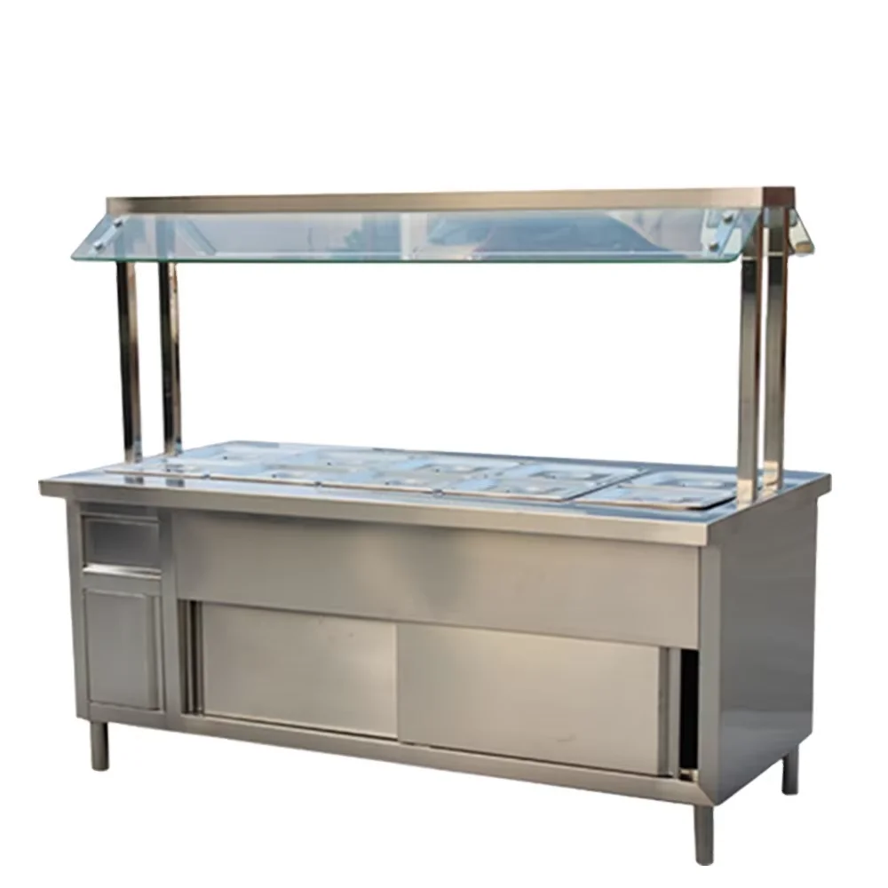 Customized Stainless Steel Electric Buffet Steam Table Eco-friendly Knock-down Structure Countertop Commercial Kitchen Equipment
