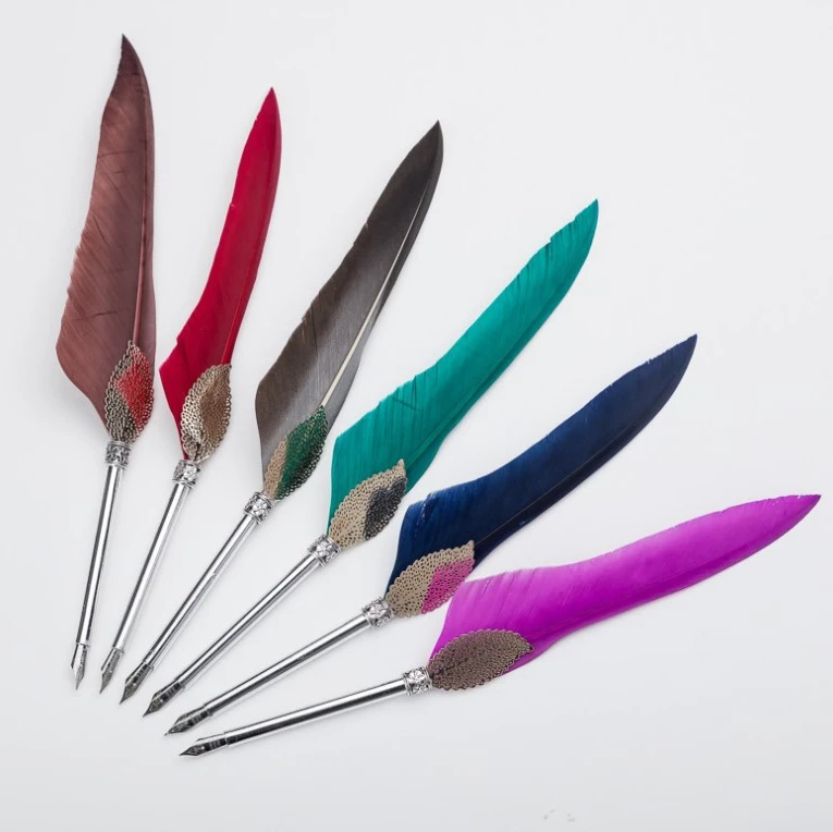 Винтажная ручка-перо из индейки перо натурального пера индивидуальная Индивидуальная Бумажная карточная