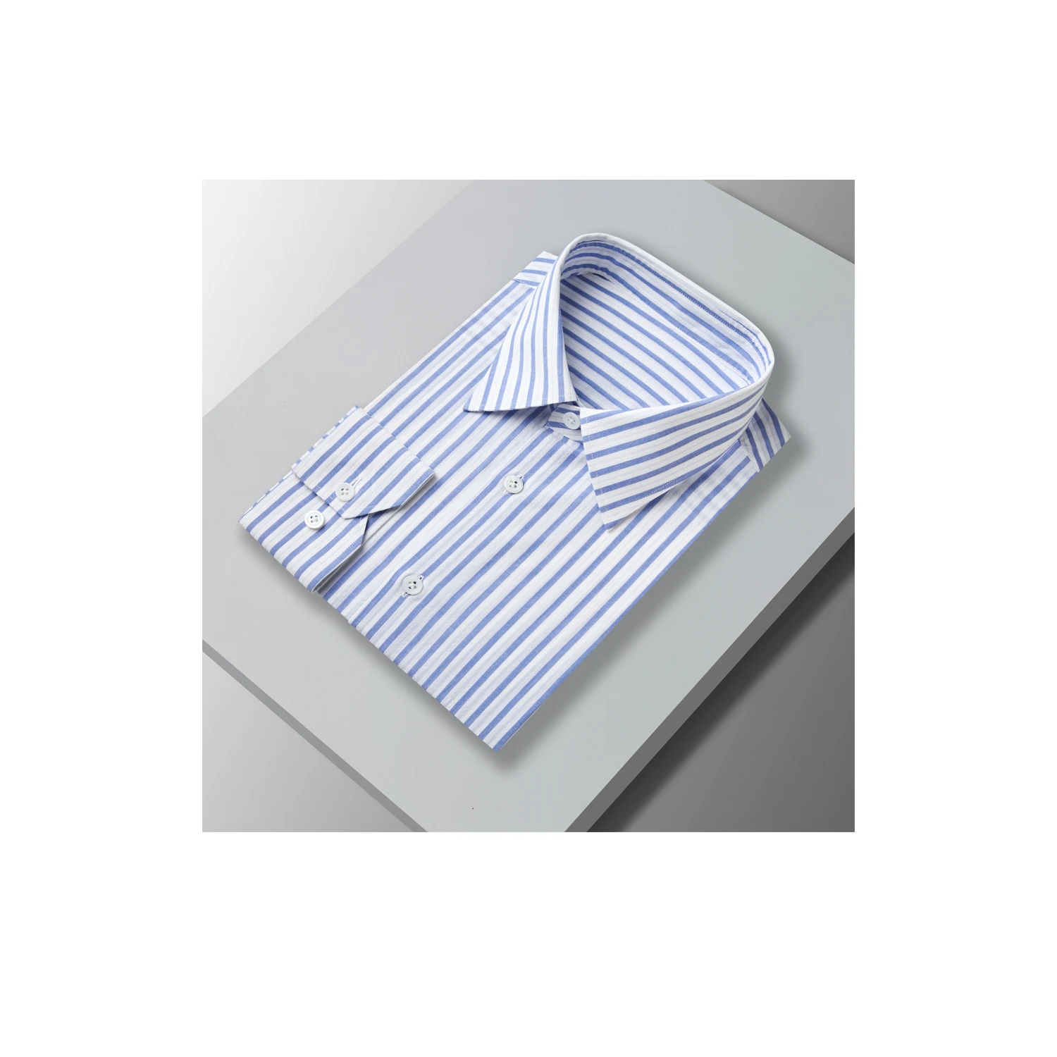 Premium Blue Stripe Cotton Fabric for Men s Shirt Classic Spring Style Long Sleeve Business Casual S