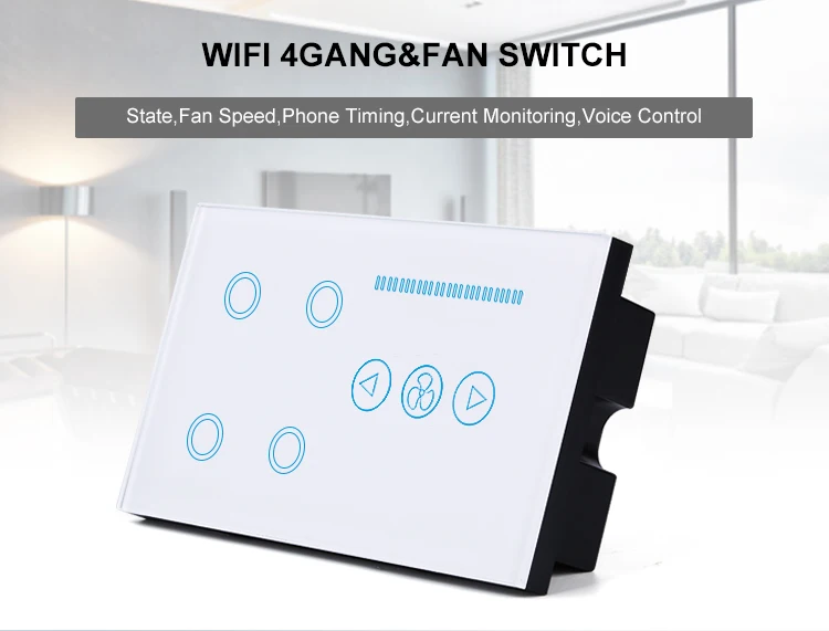 Australia American Usa Au App Voice Control 4gang Fan Switch Lcd Wifi