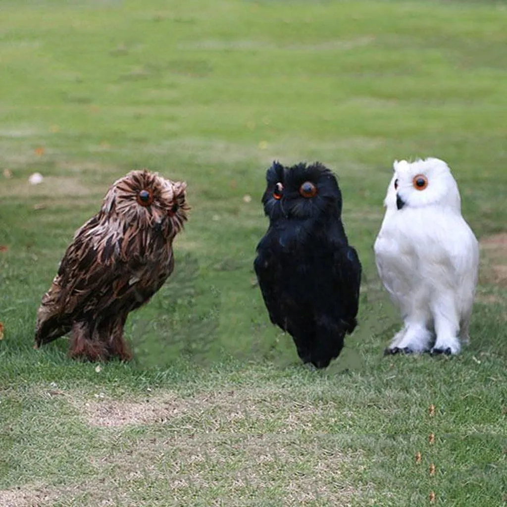 Artificial Owl Bird Feather Realistic Home Garden Owl Decor White Owl Garden Crafts Decorations Accessories