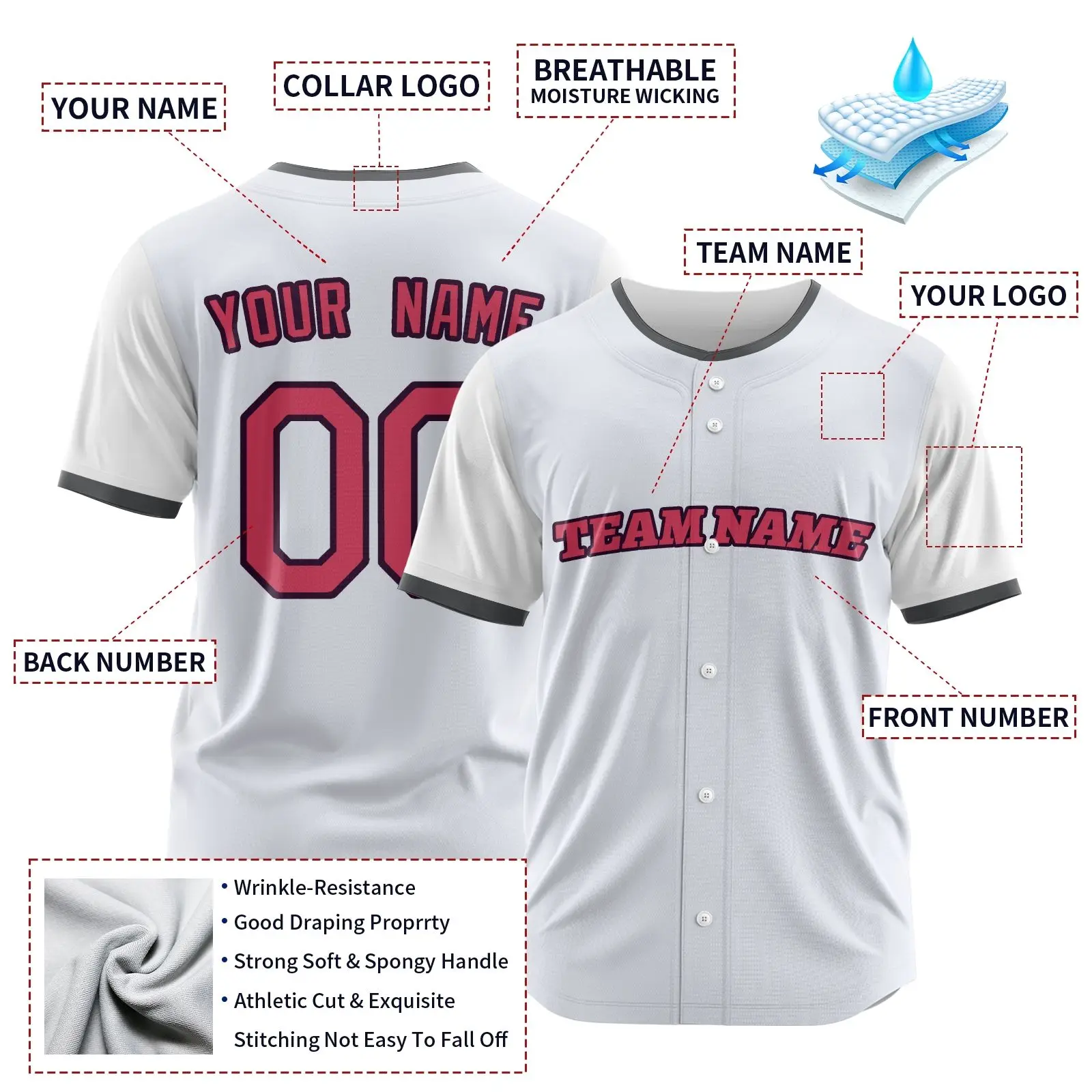 Custom New Impress Hot Pressed Mens High Quality Baseball Jersey 2324