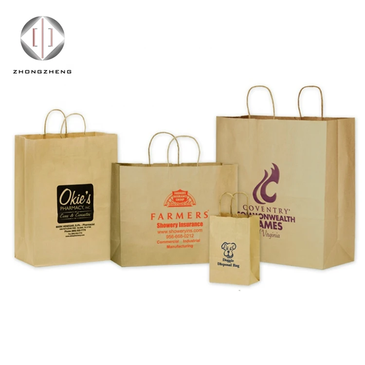 Перерабатываемая биоразлагаемая упаковка из крафт-бумаги, Подарочный пакет для покупок с витой ручкой