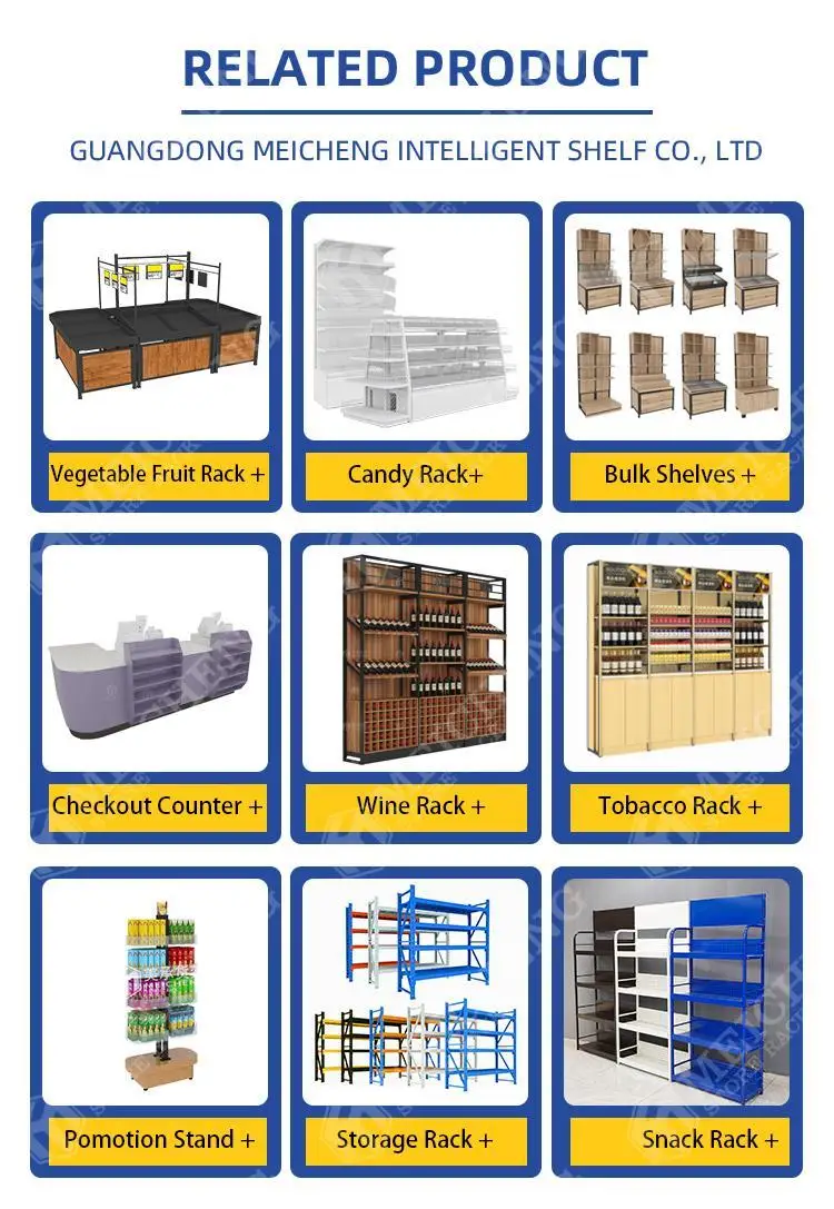 Meicheng Custom Supermarket Layout Kiosk Stands Rack Shelf Supermarket ...