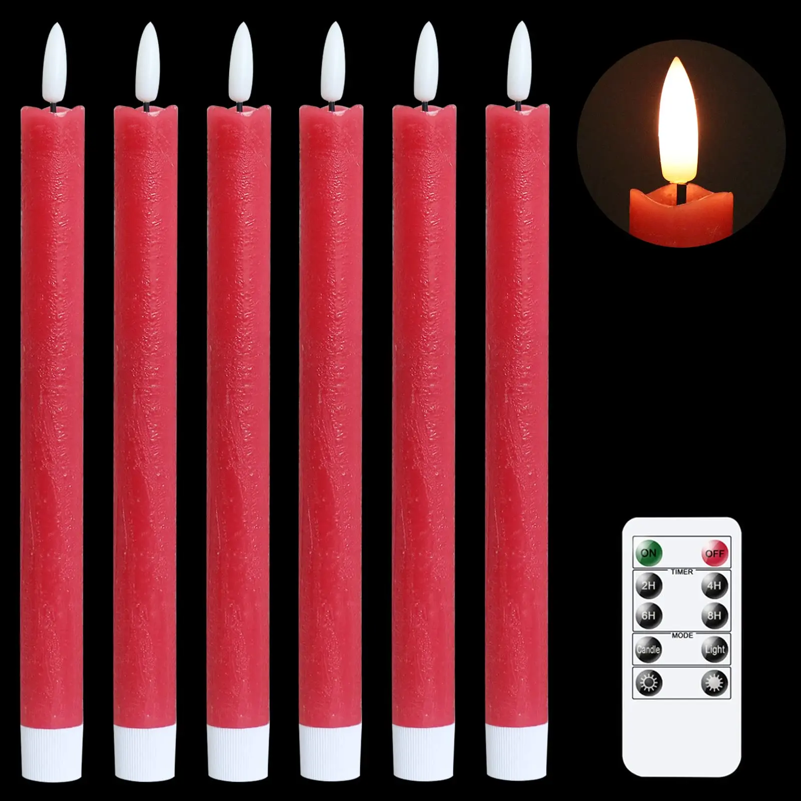 3D Led Warm Wick Light Candles Battery Flameless Taper Candles Bulk Flickering Christmas Wedding Decor Light With Remote factory