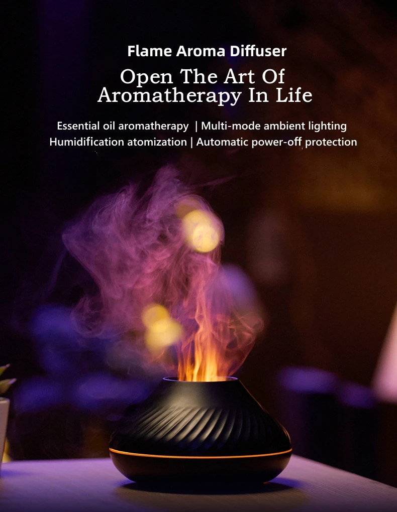 Customizable Logo Volcanic Flame Aroma Diffuser Home 130ml Usb Portable