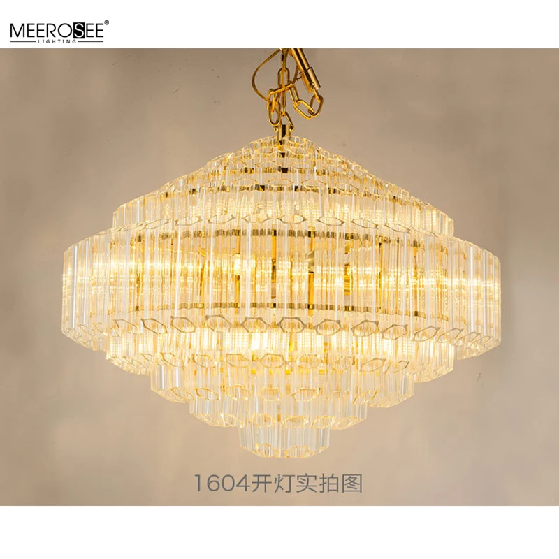 Meerosee Customized Crystal Chandelier Luxury Glass Pendant Lamp /Home Living Room Chandelier MD86788