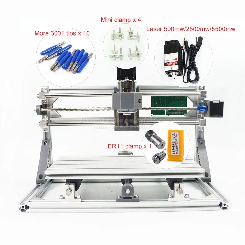 Mini CNC 3018 PRO Router with Laser Head for Wood, Metal, Plastic
