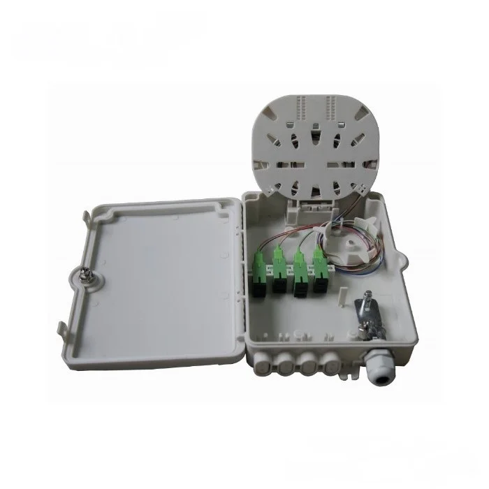 FTTH Access Network 8pcs SC Simplex Adapter 8-port Fiber Distribution Box Plastic Terminal Box
