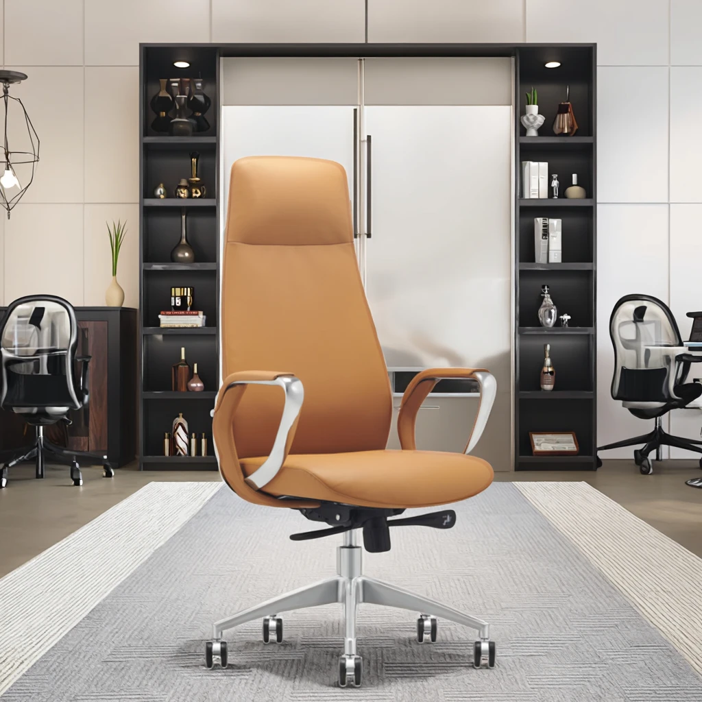 Luxury Aluminum Arm Executive Chair Built-in Steel Frame Synchronous Tilt Mechanism 4