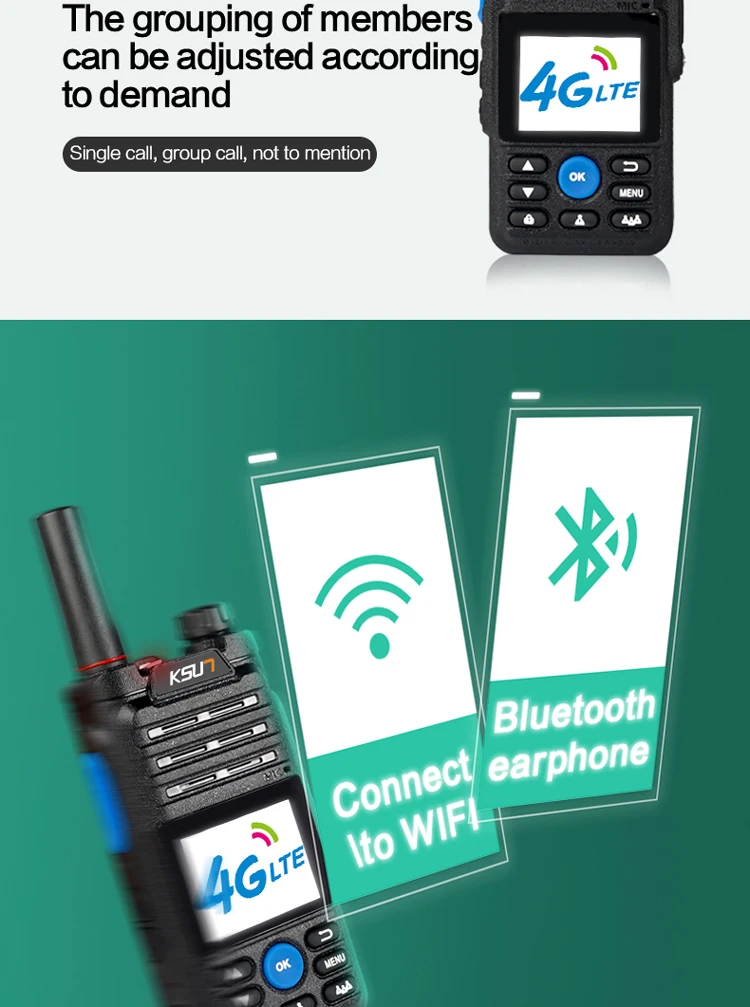 High Quality Android SIM Card 4G 3G 2G Walkie talkie WIFI BT POC Radio Long Range Walkie Talkies 200 Miles Zello Radios