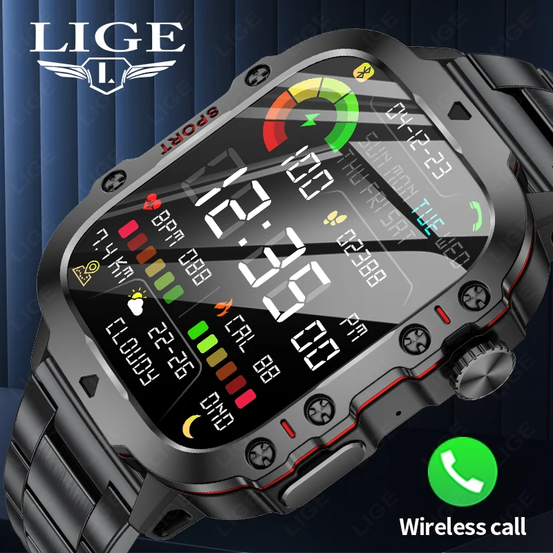 LIGE BW0667 Smart Watch for Men Answer Dial Call Watch Sport Fitness Waterproof Al Voice aperçu 2