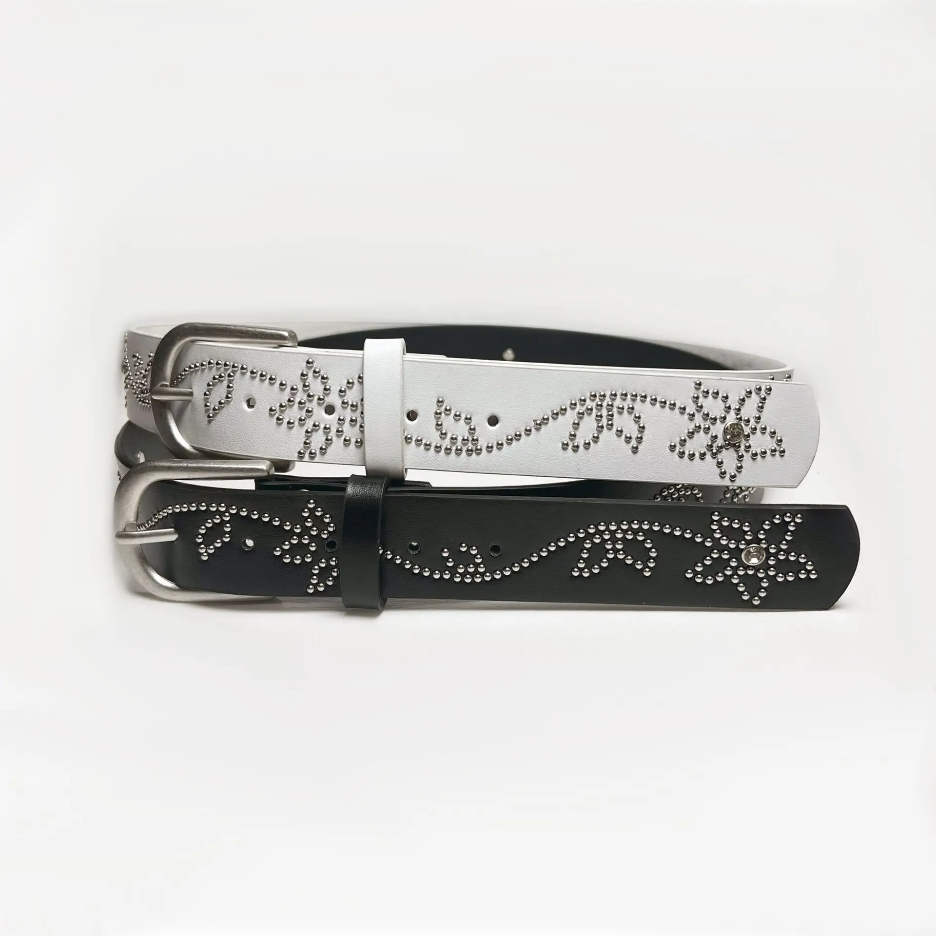 2026 New Women's PU Y2K Style Rhinestone Belt With Alloy Buckle Fashionable Belt, Suitable For Jeans And Skirts_voghion.com