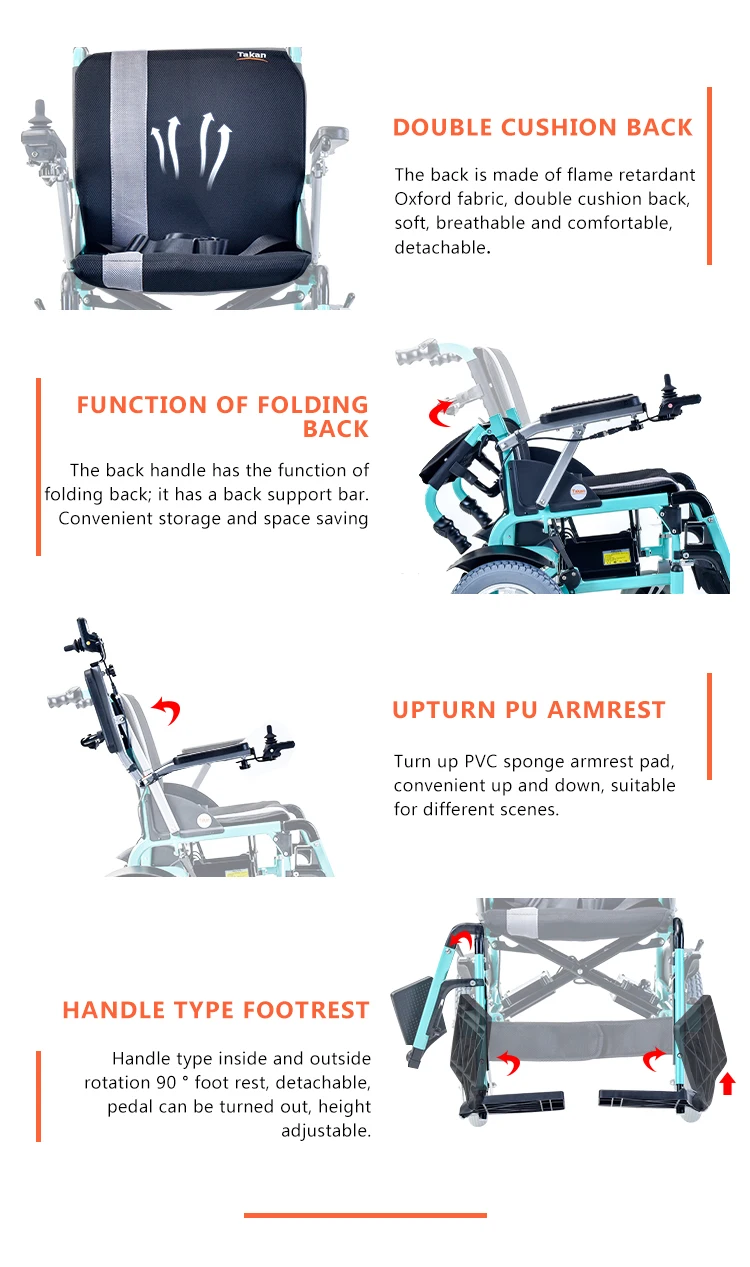 Takan Reclining Electric Wheelchair With Handcycle Buy Ce Folding Aluminium Alloy Electric